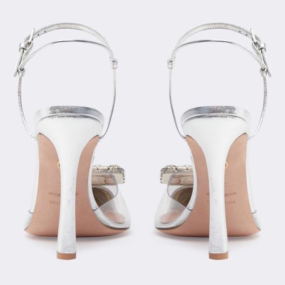 GIAMBATTISTA VALLI SILVER HIGH HEELS IN PVC WITH CRYSTALS $1700 - Picture 3 of 9